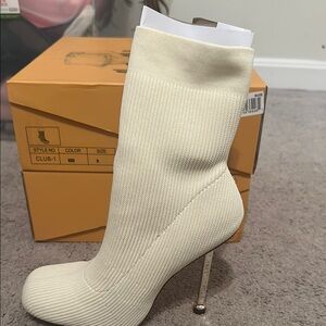 Elegant Cream Stiletto Boots